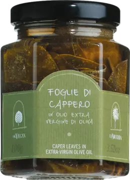 Kapernblätter in nativem Olivenöl extra, La Nicchia, Rarität aus Pantelleria, 100g